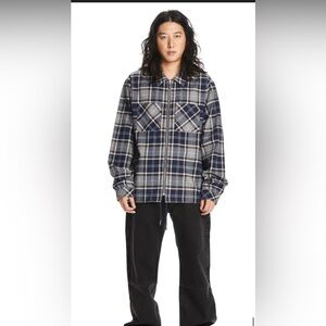 Teddy Fresh Men’s Lightweight Front Zip Flannel Shirt Jacket With Screen  Size M